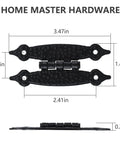 Tough As Nails H Type Cabinet Hinges Black Flush Mount Kit For Kitchen And Bathroom Doors Rustproof Steel, 3.47x1.47in.
