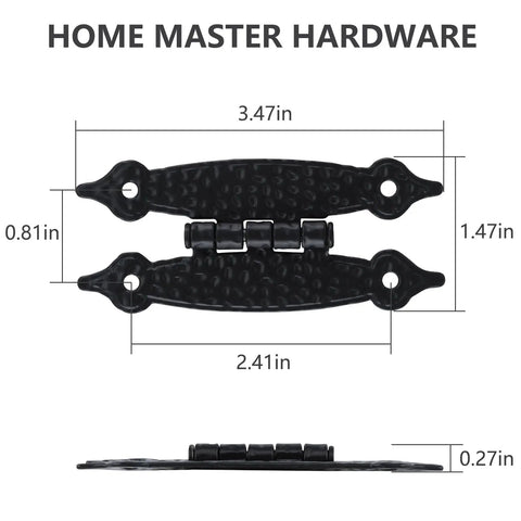 Tough As Nails H Type Cabinet Hinges Black Flush Mount Kit For Kitchen And Bathroom Doors Rustproof Steel, 3.47x1.47in.