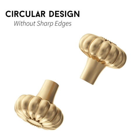 Six Pack Gold Dresser Knobs For Drawers And Cabinets Hardware Pulls In Brushed Brass Vintage Luxury Finish, pumpkin style design