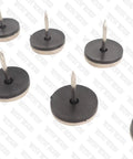 Nail On Pe Chair Glides Seven Eighth Inch Floor Savers For Smooth Table Movement Heavy Duty Furniture Protectors With Nails Included Set Of 8, showing black pads with metal nails.