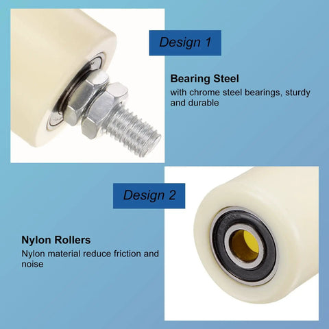 Close-up design details of 2 Sets Gate Roller Guide For Sliding Gates With Nylon Bearings, Heavy Duty 4 Inch Wheel, Beige