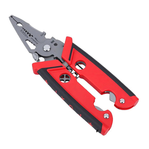 18 In 1 Wire Stripper And Pliers For Electricians A Pro Grade Cable Tool with red ergonomic non-slip handle