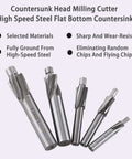 Ausenzup 5-piece M3-M8 counterbore drill bit set, HSS-AL, 4-flute end mills