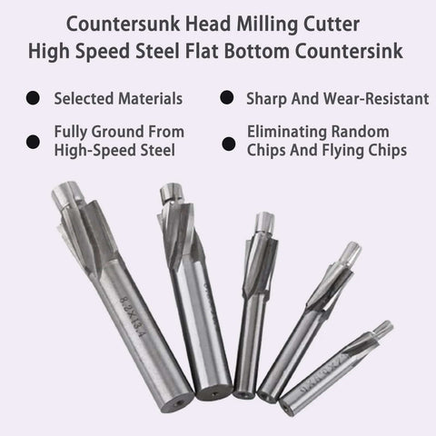 Ausenzup 5-piece M3-M8 counterbore drill bit set, HSS-AL, 4-flute end mills