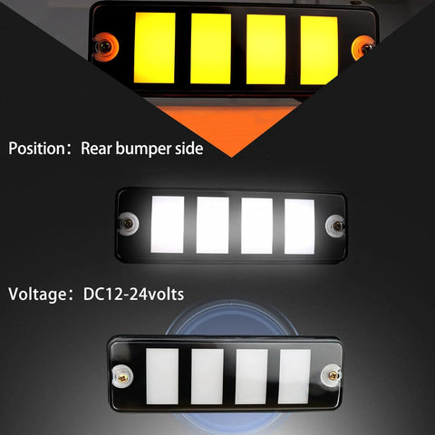 Toyota Front Bumper LED Side Marker DRL Amber Sequential Turn Signal Fog Light Kit showing amber and white lights