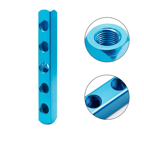 Two Way Five Port Aluminum Pneumatic Manifold Block Splitter Inline Fittings For Air Compressors And Portable Air Tanks Easy Install