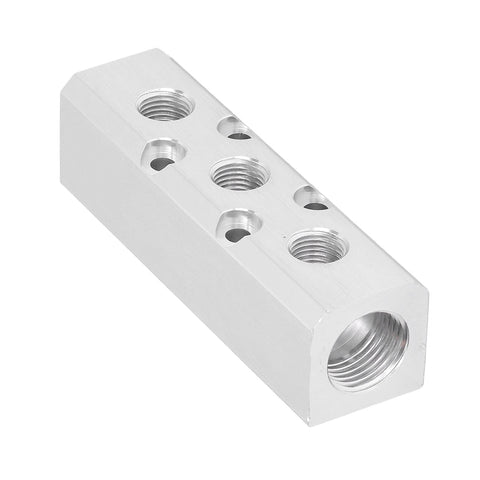 Aluminum Pneumatic Manifold Air Distribution Block With G12 Inlet And G14 Outlet 30X30mm Ports Built Tough For Industrial Grade Compressed Air Systems SY30023F, side angle