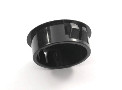Black Nylon Hole Plugs For 1 1/8 Inch Holes With Locking Tabs side view showing domed textured head