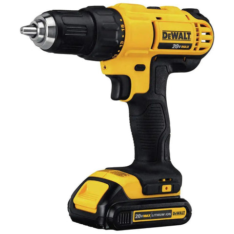 Heavy Duty 20V Max Lithium Ion Cordless Drill Driver Kit Featuring Rock Solid 1/2 Inch Chuck And Hella Compact Ergonomics Delivering Serious Torque For Pure Job Site Flex Renewed with yellow and black design.