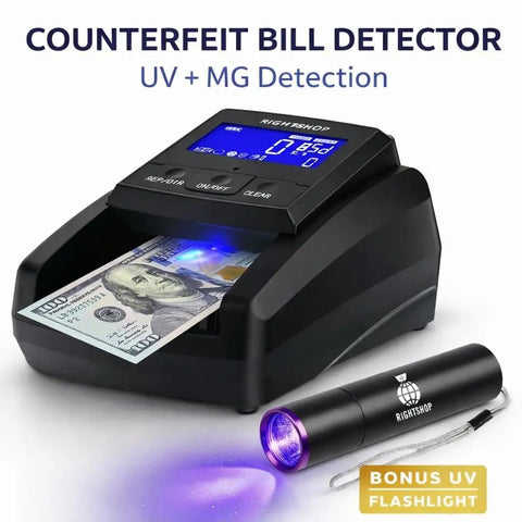 Street Smart Money Scanner With Portable Uv Tool Ir Mg Security Scan For Usd Eur Gbp Fake Bill Buster And Automatic Four Way Cash Value Tally Machine For Local Shops with LED display and bill slot.