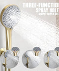 Brushed Gold Shower System With 12 Inch High Pressure Shower Head And 3 Setting Handheld Combo, Hidden Install, 59 Inch Hose