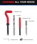 Amazon Kolvoii M10x1.0 helicoil thread repair kit with 25 wire thread inserts, drill bit, taps and hex wrench