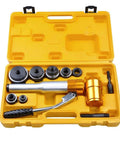 6 Dies 6 Ton Hydraulic Knockout Punch Kit with Hand Pump, durable case, metal hole tool set for electrical panels and metal fabrication