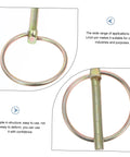 8 Piece Heavy Duty Lynch Pins With Rings Kit For Trailers Trucks Mowers And Machinery Durable Galvanized Locking Pins For Secure Equipment Versatile Assortment Easy Carry And Storage, zinc-plated steel lynch pin ring close-up