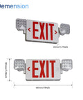 Red Exit Sign With Emergency Lights Battery Backup LED Exit Light UL Listed For Commercial Use, dimensions 45mm x 485mm