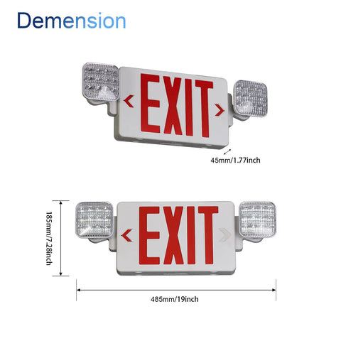 Red Exit Sign With Emergency Lights Battery Backup LED Exit Light UL Listed For Commercial Use, dimensions 45mm x 485mm