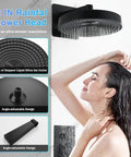 12 IN Rainfall Shower Head, shower experience, black design, angle-adjustable feature, modern bathroom accessory.