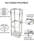 Heavy Duty Stainless Steel Gas Cylinder Storage Rack with Secure Fixed Holder and Protective Chain for Home Shop Lab School Hospital Factory Safety and Easy Tank Organization