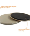 Premium Round Furniture Sliders For Carpet Protection Smooth Glide Floor Savers Heavy Duty Moving Kit showing beige plastic and black foam sides.