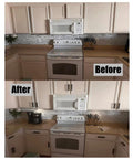 Before and after kitchen cabinet upgrade with 16 Pack Self Stick Push Pull Helper ABS Plastic Wardrobe Handle for cabinets.