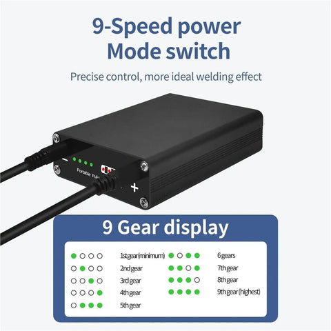 Portable DIY Spot Welder With 9 Adjustable Power Levels, detailed view of power mode switch and gear display