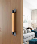 12 Inch Wooden Barn Door Pull Handle With Two Metal Supports Built Tough Heavy Duty Sliding Door Handle For Barn Gate Fence Closet Or Garage Includes Install Hardware Warm Beech Wood Grip And Easy To Clean on wooden door