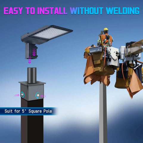 Heavy Duty 2-3/8 Inch Vertical Tenon Pole Adapter For 5 Inch Square Light Poles Rust Proof Slip Fitter Mount example