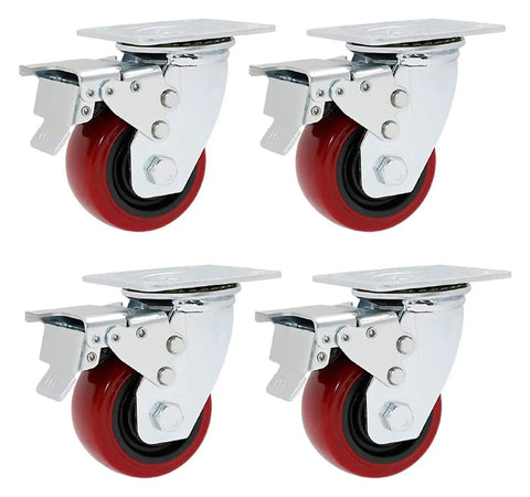 Kickass Heavy Duty Swivel Casters Four Pack With Slick Polyurethane Tires And Rock Solid Ball Bearings For Effortless Office Furniture And Shop Cart Glide Zero Hassle Install