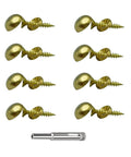 Top Shelf Pack Of Eight Premium Brass Decorative Screws With Snap Off Caps and Quick Drill Bit for secure mirror and wall art hanging.