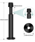 Heavy Duty 4.4 Inch Matte Black Door Stopper Set With Soft Rubber Tips, Spring Loaded Door Bumpers, Steel Alloy Wall Protector, 2 Pack