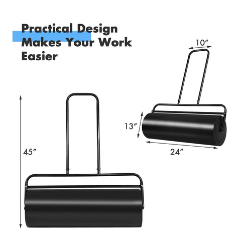 Heavy Duty Lawn Roller Water Or Sand Filled Steel Drum Roller With U Shaped Handle For Push Pull Or Tow Behind Yard Work