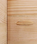 Solid Core 50 Pack 3/8 Inch Pine Pocket Hole Plugs For Diy Carpentry And Furniture Repairs installed in wood, concealing gap.