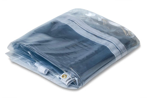 Folded Clear PVC Waterproof Tarp Cover, Built Tough As Nails 20 Mil Tarpaulin With Rustproof Brass Grommets, 6x12 Ft