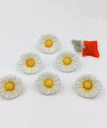 Daisy Design Vintage Resin Drawer Pulls And Cabinet Knobs Hand Painted White For Country Kitchen Cabinets Includes Two Screw Lengths Durable Hardware Pack Of 6