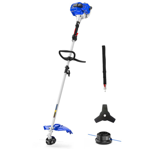 Gas Powered 26cc Weed Wacker 3 In 1 String Trimmer Edger With 10 Inch Brush Cutter And 17 Inch Cutting Width Rubber Handle
