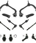 Direct Plug In Front 12 Piece Steering And Suspension Kit For 2005 Ford F150 4wd with control arms and tie rods.