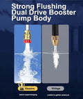 Portable Cordless Pressure Washer With 30 Bar High Pressure Water Spray Gun And 48V Battery Delivers On The Go No Fuss Cleaning Power For Cars Decks Fences Walls And Outdoor Surfaces showing dual drive booster pump.