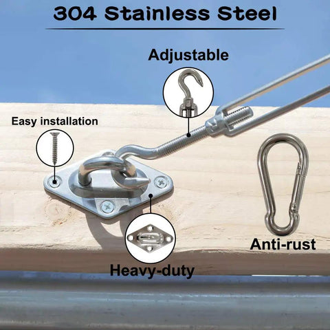 Heavy Duty Stainless Steel Shade Sail Hardware Kit For Triangle Square And Rectangle Sails Rust Proof 304 Stainless Built Tough
