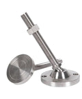 Heavy Duty Adjustable Leveling Feet With Swivel Base Articulating Legs And Furniture Glide Pads Rock Solid Construction Built To Take Any Hit On Uneven Floors No Sweat Setup M12 To M24 Thread Size 2 Pack with stainless steel design and threaded shaft.
