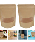 Resealable Kraft Paper Bags With Clear Window For Food Storage And Pantry Organization Pack Of 50 shown in various settings