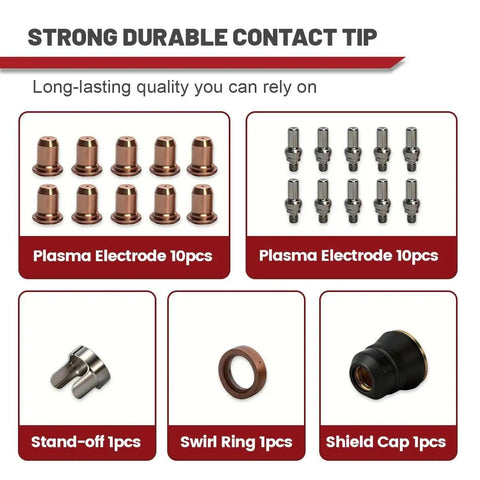 Electrode and Shield Cap Swirl Ring Kit for IPT60 IPTM60 IPT40 PT40 Plasma Torches 23 Piece Replacement Set detailed view