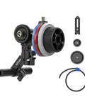 Super Smooth Mini Follow Focus Wheel With 15mm Rod Rack And Clamp, Reversible Drive Gears, 360 Infinity Zoom, A B Hard Stops For Pro Video Rigs That Just Nail Every Take Dead On - Compact lens controller with multiple gears and mounting options.
