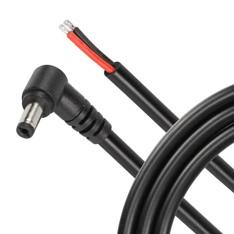 Two Pack DC5521 Power Pigtail Cables 12V 90 Degree 5.5mm X 2.1mm Male Plug To Bare Wire Open End Repair Cord 16AWG 3Ft