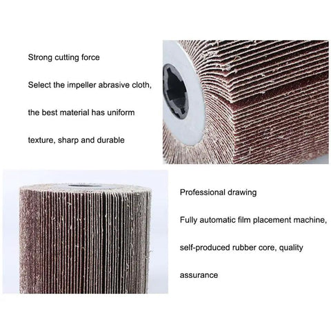 Close-up of Two Pack 120mm Flap Wheel Abrasive Cloth For Polishing Stainless Steel And Aluminum, Grits 60 80 120 180 240 320