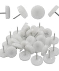 Premium 50 Pack Nail On Furniture Glides 18mm White Chair Foot Pads Featuring Heavy Duty Felt Bottom for smooth furniture movement.