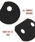 Close-up of six pack stainless steel furniture joining plates black flat straight brackets with screws, simple design.