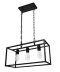 Black Farmhouse Kitchen Island Lighting Modern Linear Chandelier For Dining Room And Living Space Industrial Rectangular Pendant Fixture Dope For Foyer Or Bar 3 Light Black Finish