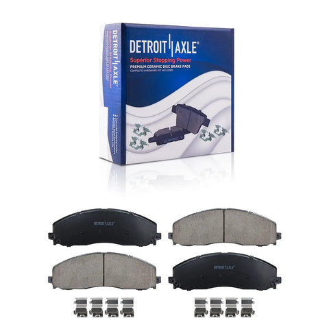 4WD Front And Rear 14.29 Inch Disc Brake Rotors Kit With Ceramic Pads packaging and components displayed
