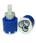 NKJ35A 35mm Replacement Faucet Cartridge for Single Lever Faucets with right rotation, blue ceramic design, front view.