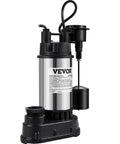 1.5 HP Submersible Sump Pump With 6000 GPH Flow, Cast Iron And Steel Construction, Integrated Vertical Float Switch